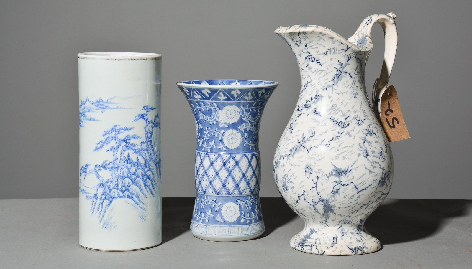 3pcs Blue & White Vases & Pitcher (1 of 5)