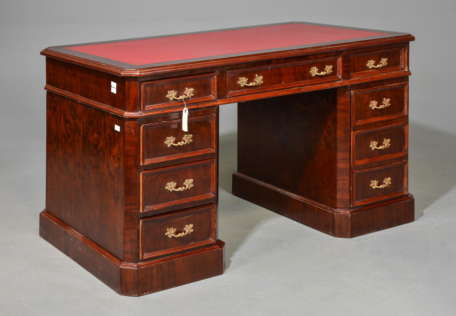Double Pedestal Executive Desk with Red Leather Top (1 of 7)
