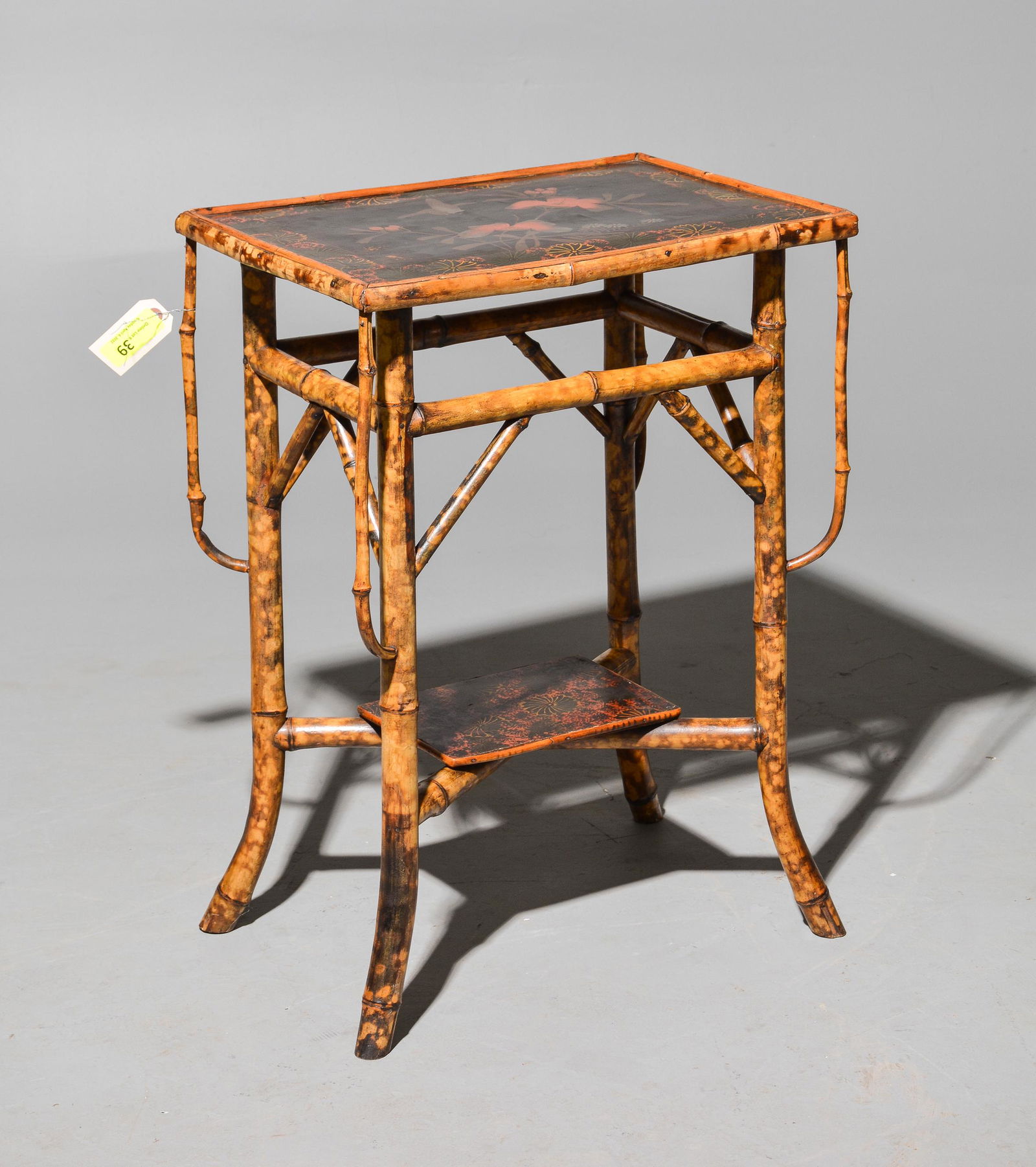 British Bamboo Table with Black Lacquered Top (1 of 3)