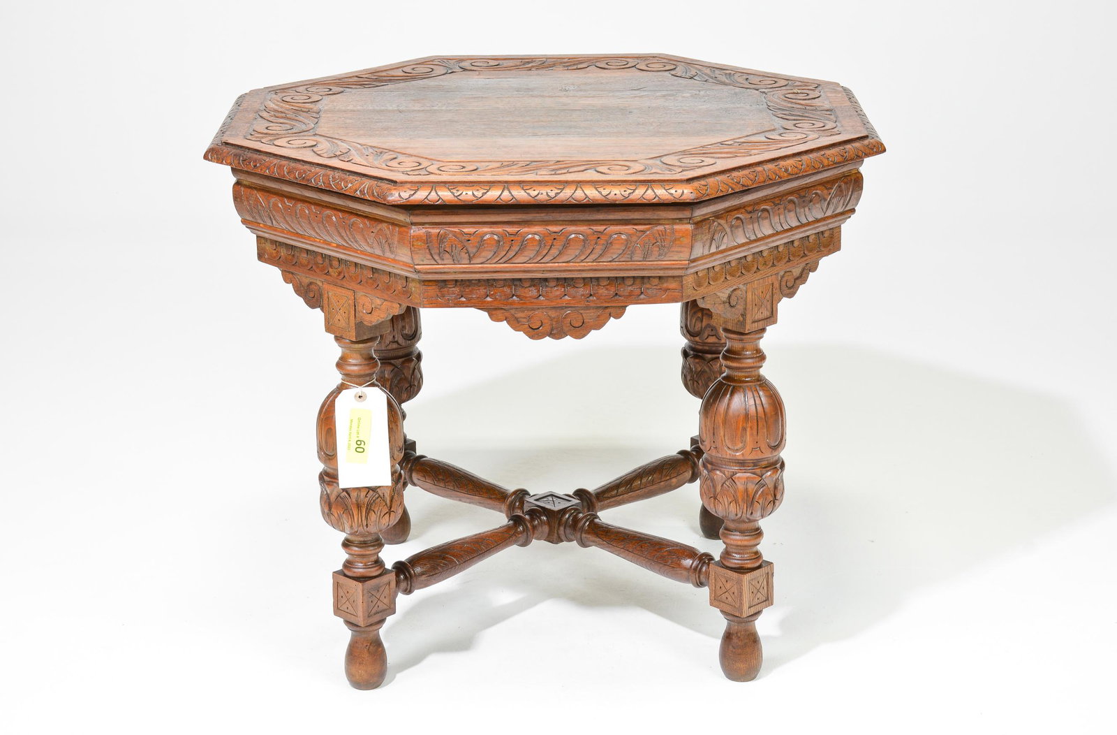 British Carved Oak Octagon Table (1 of 7)