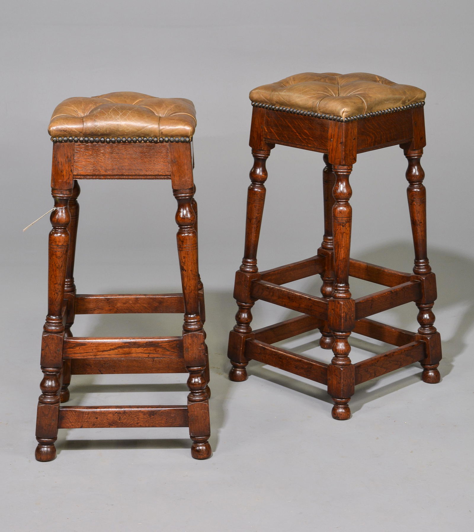 Pair of Leather Top Bar Stools (1 of 3)