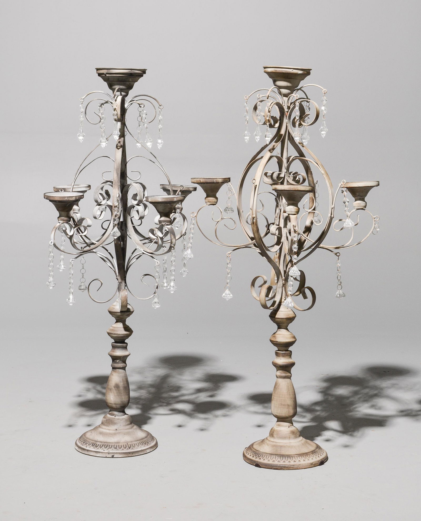 Pair of Grey Painted Metal Candelabras (1 of 3)
