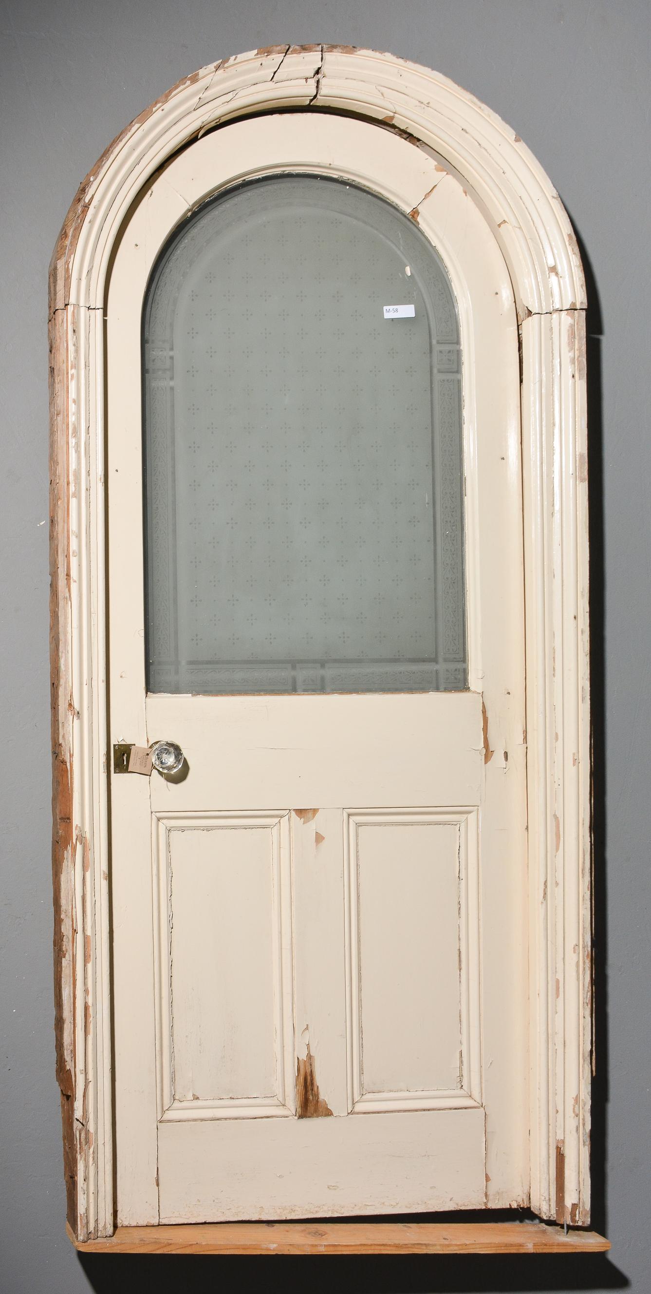 Large Painted Arch Top Door with Etched Glass (1 of 4)