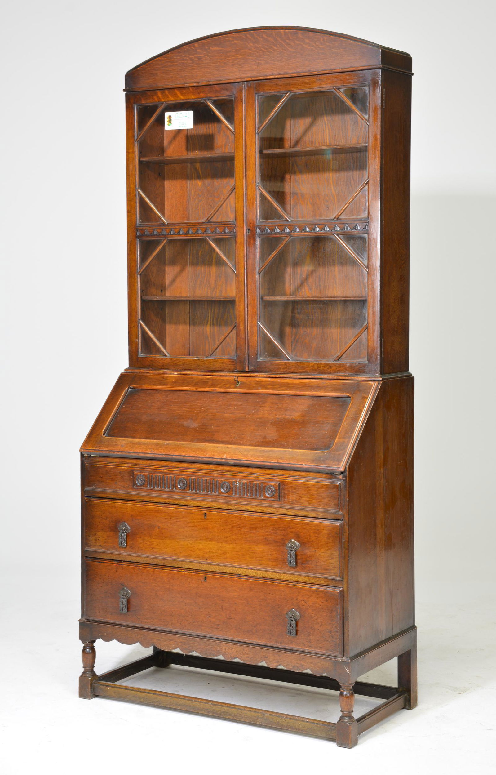 British Oak Secretary Bookcase (1 of 4)