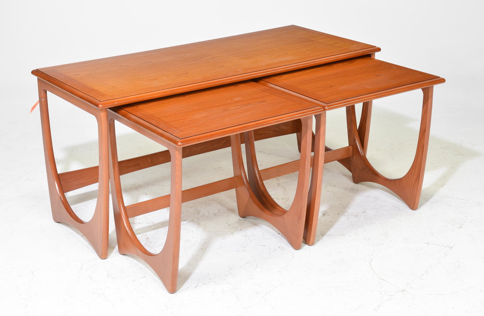 Mid Century Wide Astro Nest By G-Plan 2009 Release: This Danish Modern Style Teak nest is British and made by Mid Century Modern Furniture Maker G Plan ( Gplan ) - 21 tall x 44 wide x 20 deep