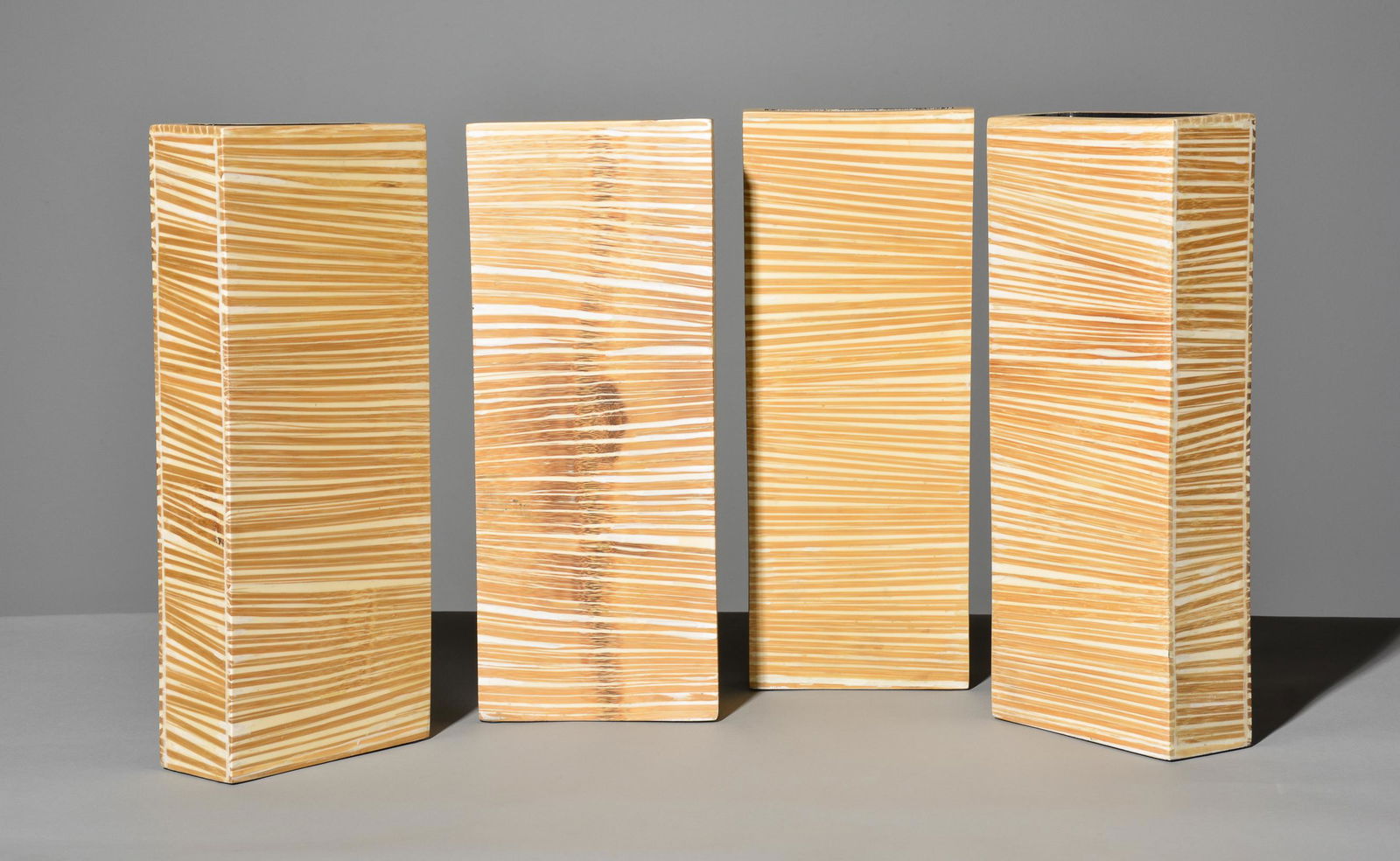 4 Modern Rectangular Bamboo Bases: 4 Modern Rectangular Bamboo Bases 14 in tall / Original Retail Price $2,400.00