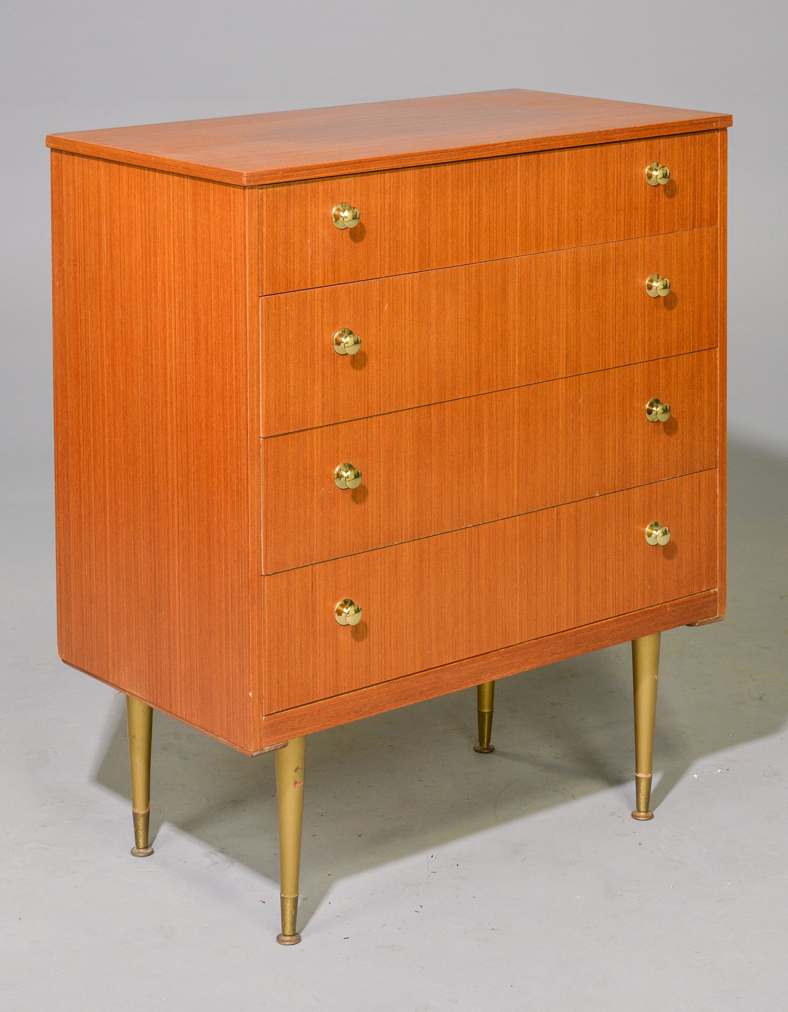 Mid Century Modern 4 Drawer Chest With Brass Pulls (1 of 3)