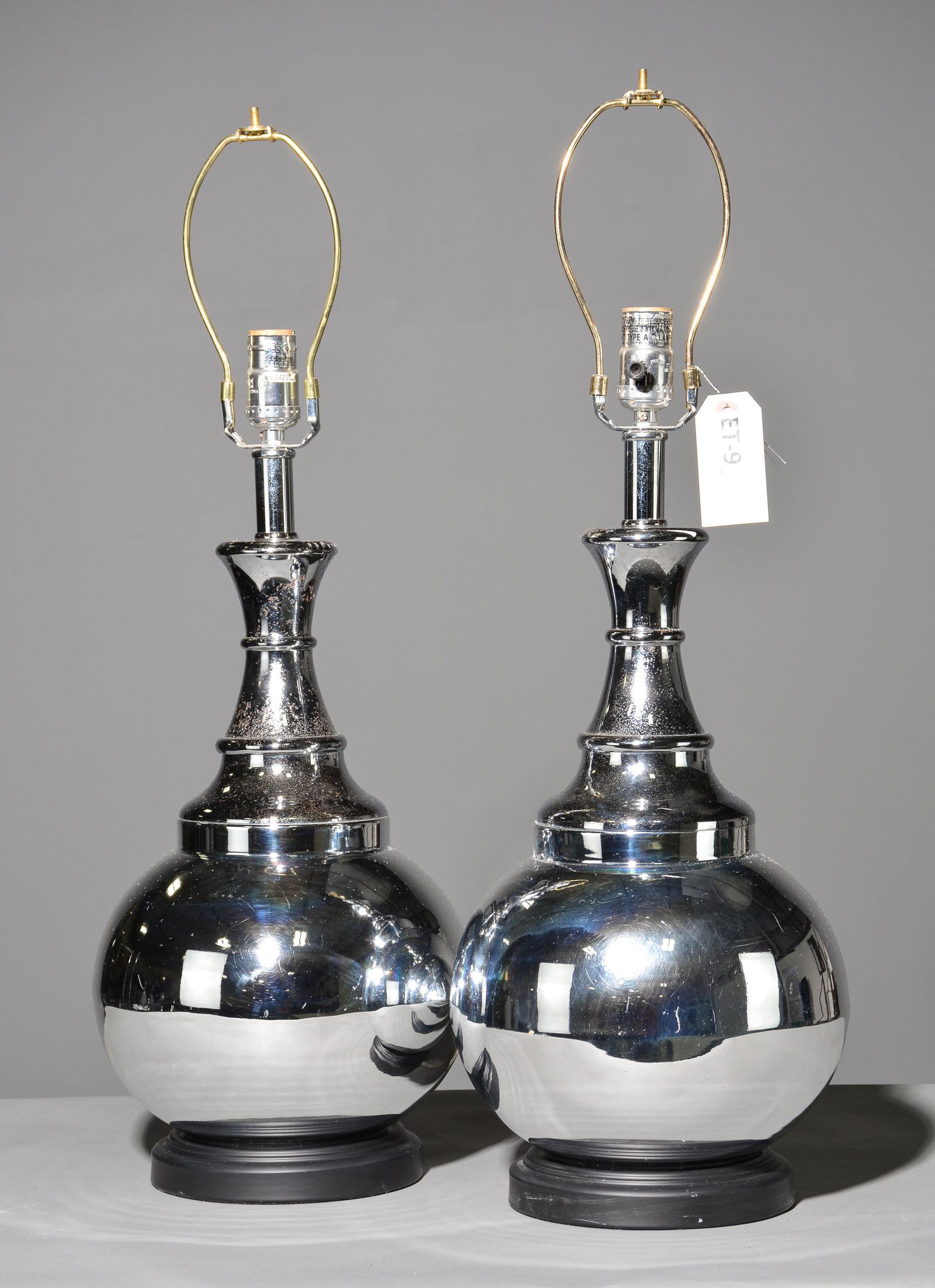 Pair Of Chrome Table Lamps (1 of 3)