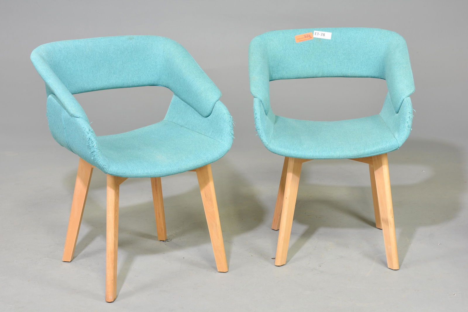 Pair of Blue Upholstered Chairs (1 of 3)