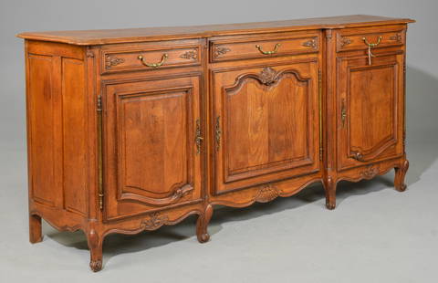 Louis XV Style Oak Sideboard/ Enfilade: French Louis XV Style Oak Sideboard/ Enfilade - 40 in tall x 87 x 21