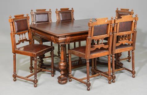 Louis XVI Style Table & 6 Chairs: French Louis XVI Style Table & 6 Chairs - Table is 29 in tall x 55 x 39, Chairs are 36 in tall x 17 x 19