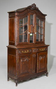 French Dark Oak Covered/ China Cabinet: French Dark Oak Covered/ China Cabinet - 90 in tall x 53 x 21