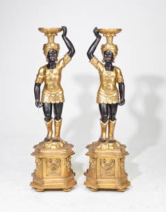 Pair Of Venetian Blackamoor Pedestals: Pair Of Venetian Blackamoor Pedestals - 60 in tall x 17 x 17