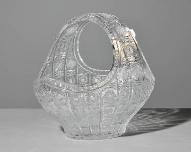 Large Cut Crystal Basket: Large Cut Crystal Basket - 13 in tall x 14 x 12