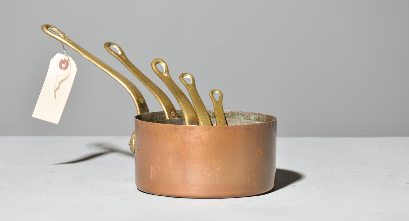 Set Of 5 Copper Sauce Pans With Brass Handles (1 of 3)