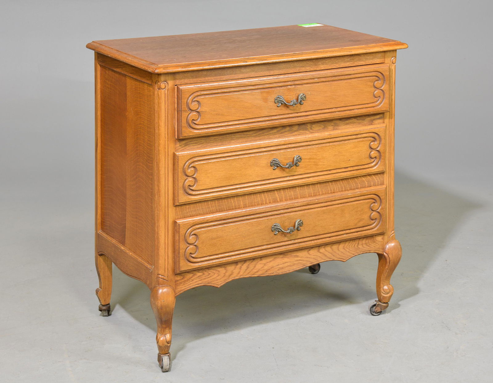 Louis XV Style 3 Drawer Oak Chest (1 of 3)