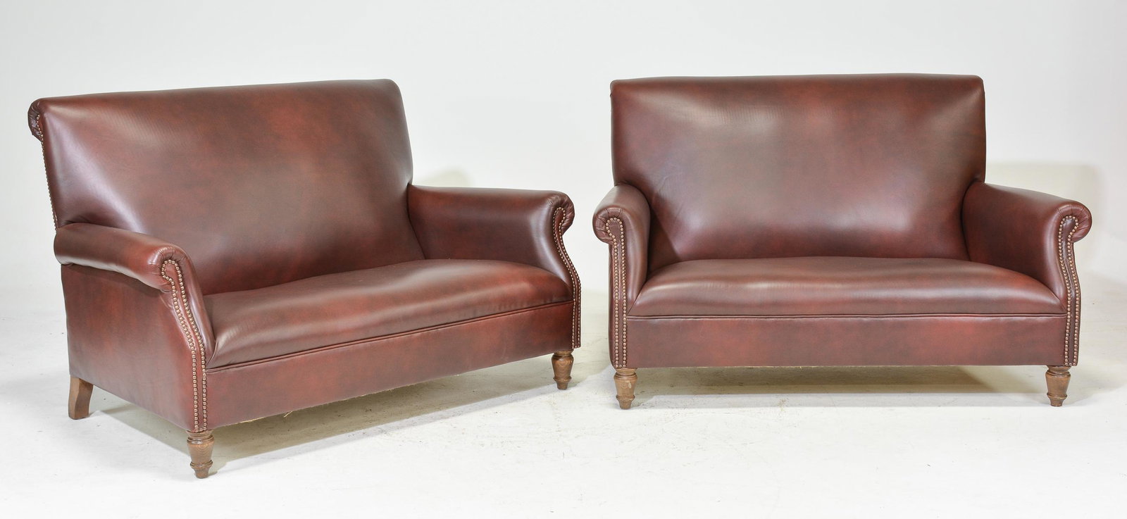 2 European Cordovan Color Leather Sofas (1 of 3)