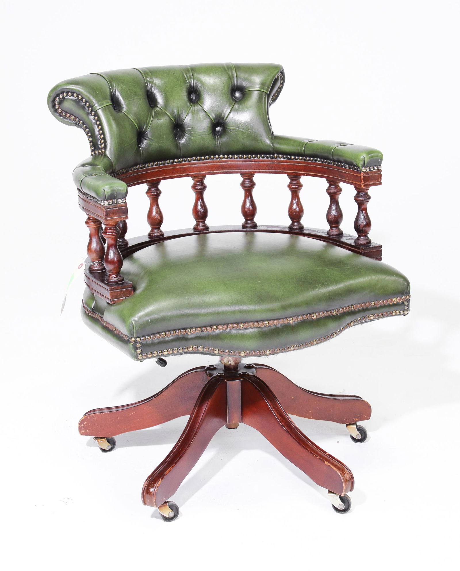 Green Leather Button Tufted Chesterfield Office Chair (1 of 2)