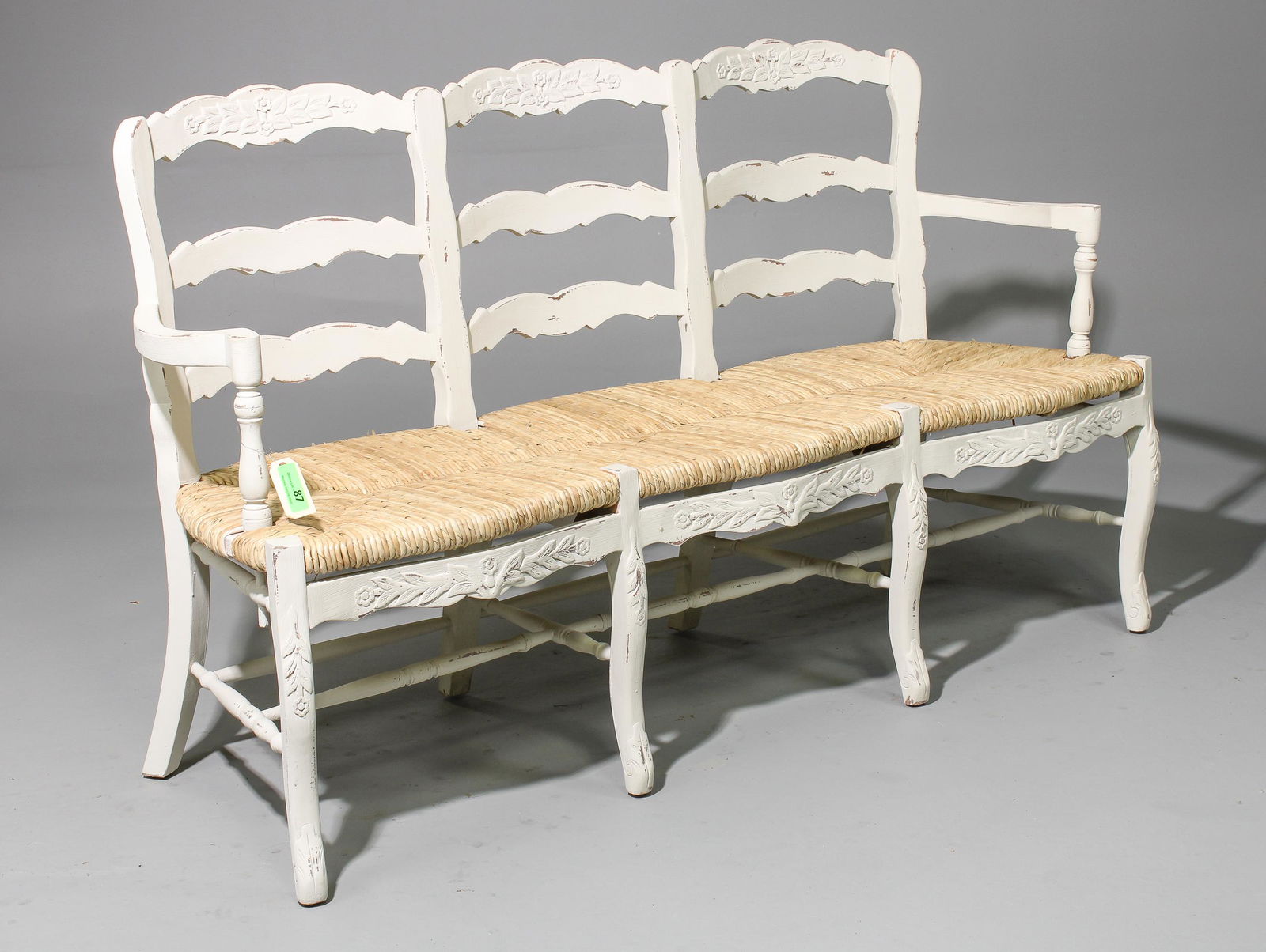 Painted Country French Style Arm Bench (1 of 3)