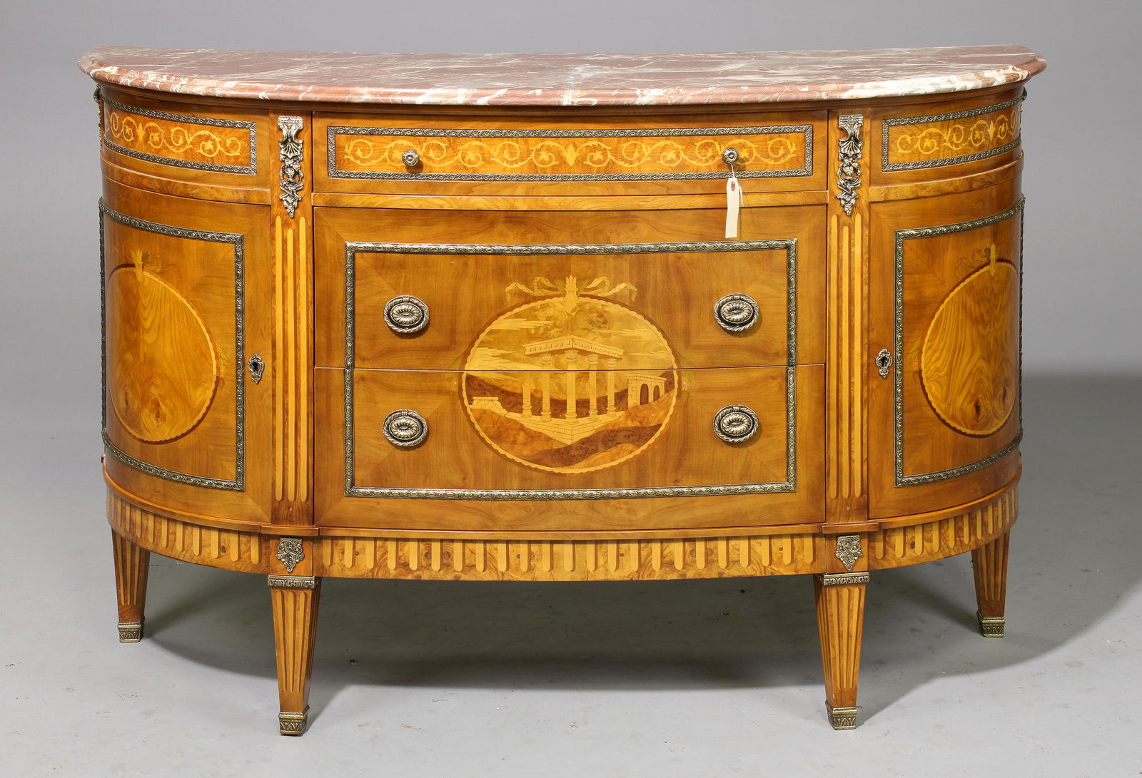 French Style Bow Front Marble Top Sideboard (1 of 6)