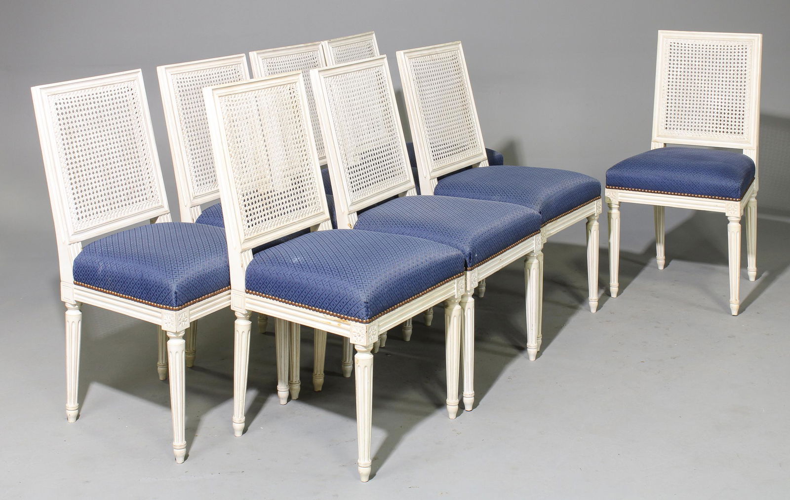 8 Painted Rotan Cane Chairs With Fabric (1 of 4)