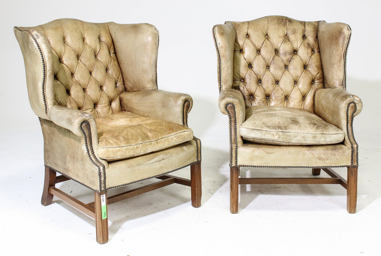 Pair of British Leather Wing Back Arm Chairs (1 of 5)