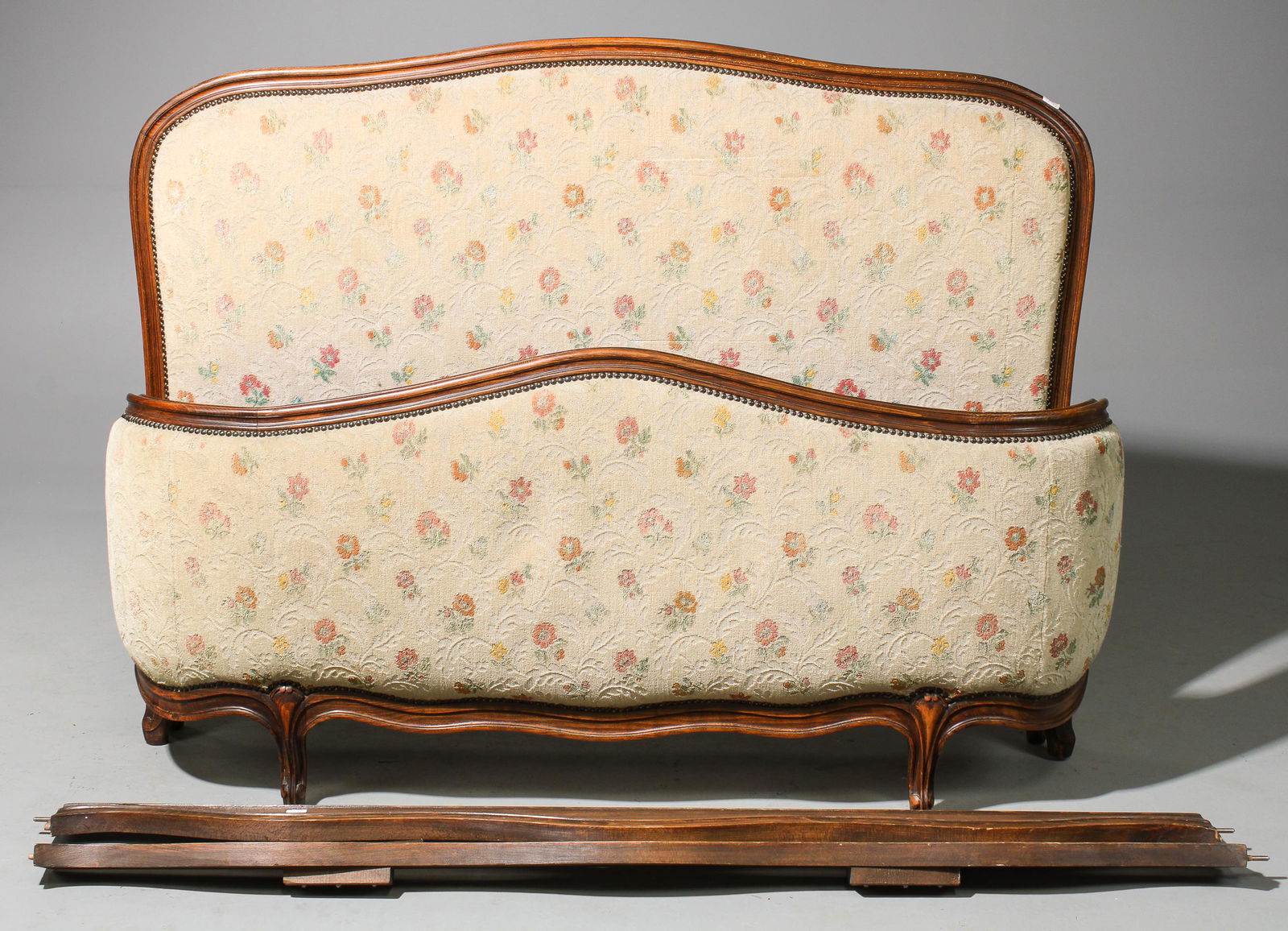 French Floral Upholstered Bed with Rails (1 of 3)