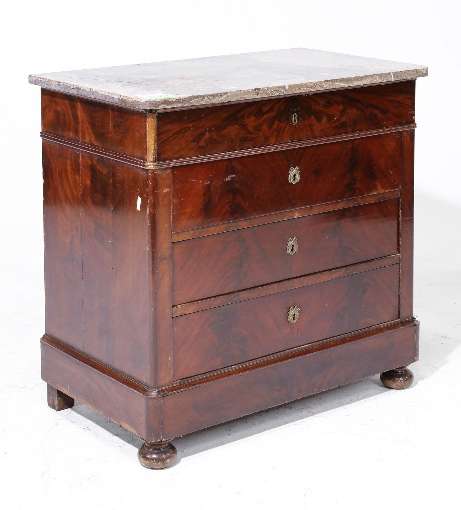 French 4 Drawer Marble Top Chest / Commode (1 of 5)