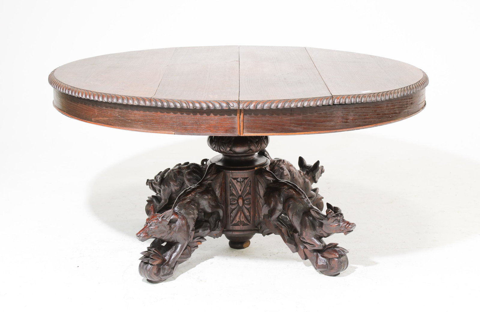 Round Oak Hunt Table: Round Oak Hunt Table - 28 in tall x 56 x 51