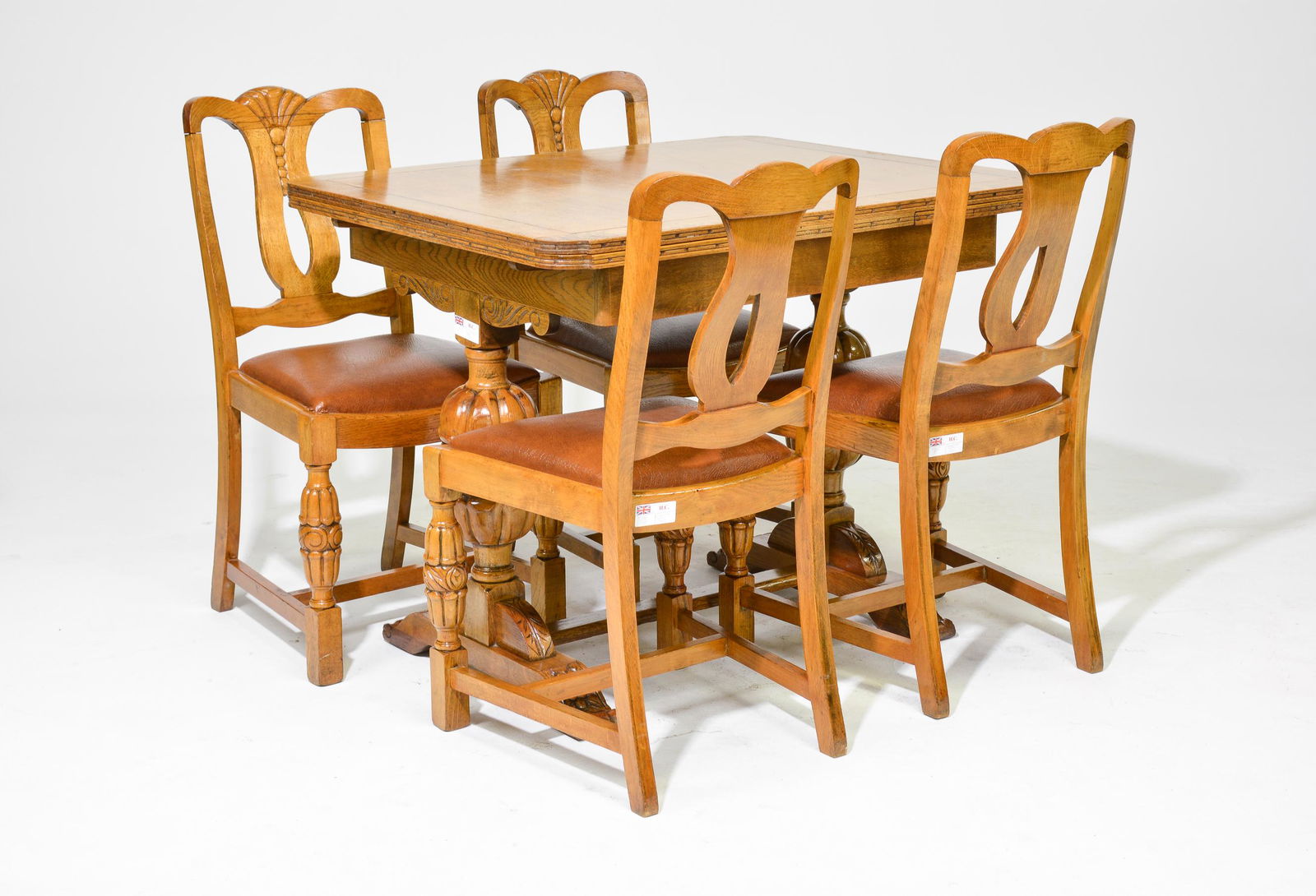 British Carved Oak Table & 4 Chairs (1 of 6)