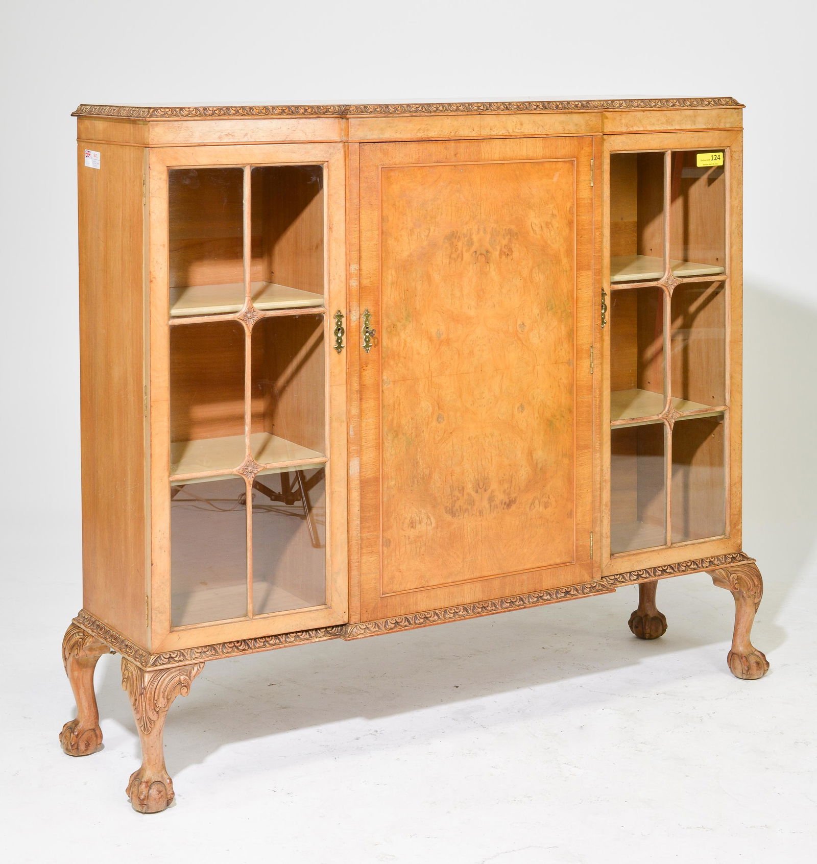 British Walnut Ball & Claw Display Cabinet (1 of 5)