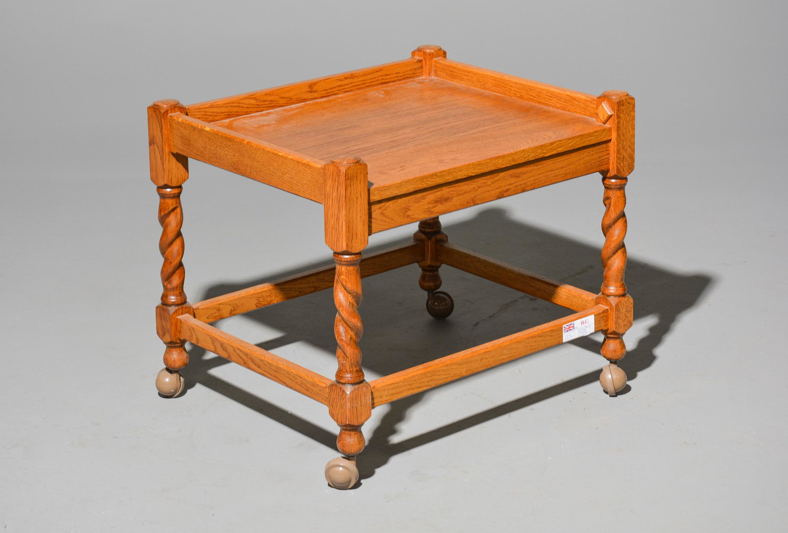 British Oak Barley Twist Low Trolley / Cart: British Oak Barley Twist Low Trolley / Cart - 20 in tall x 24 x 20