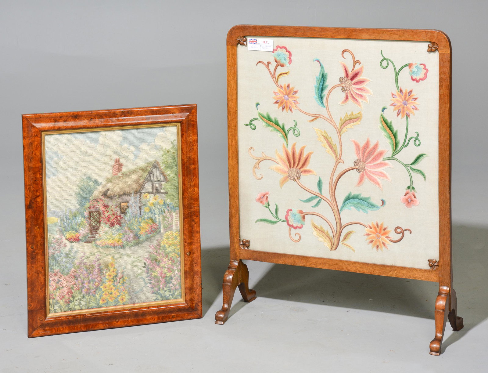 Framed Floral Stitch Work Fire screen & Needlepoint Art (1 of 4)