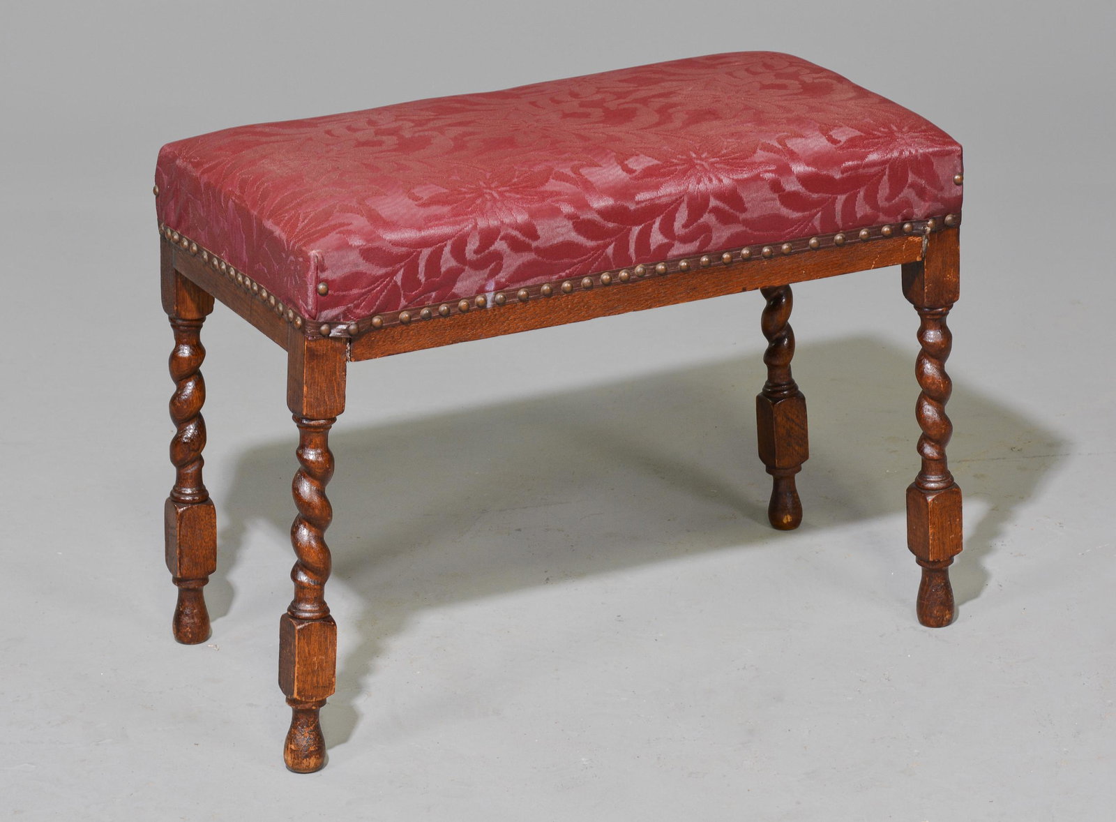 British Oak Barley Twist Occasional Table: British Oak Barley Twist Occasional Table With Vinyl - 18 in tall x 25 x 13