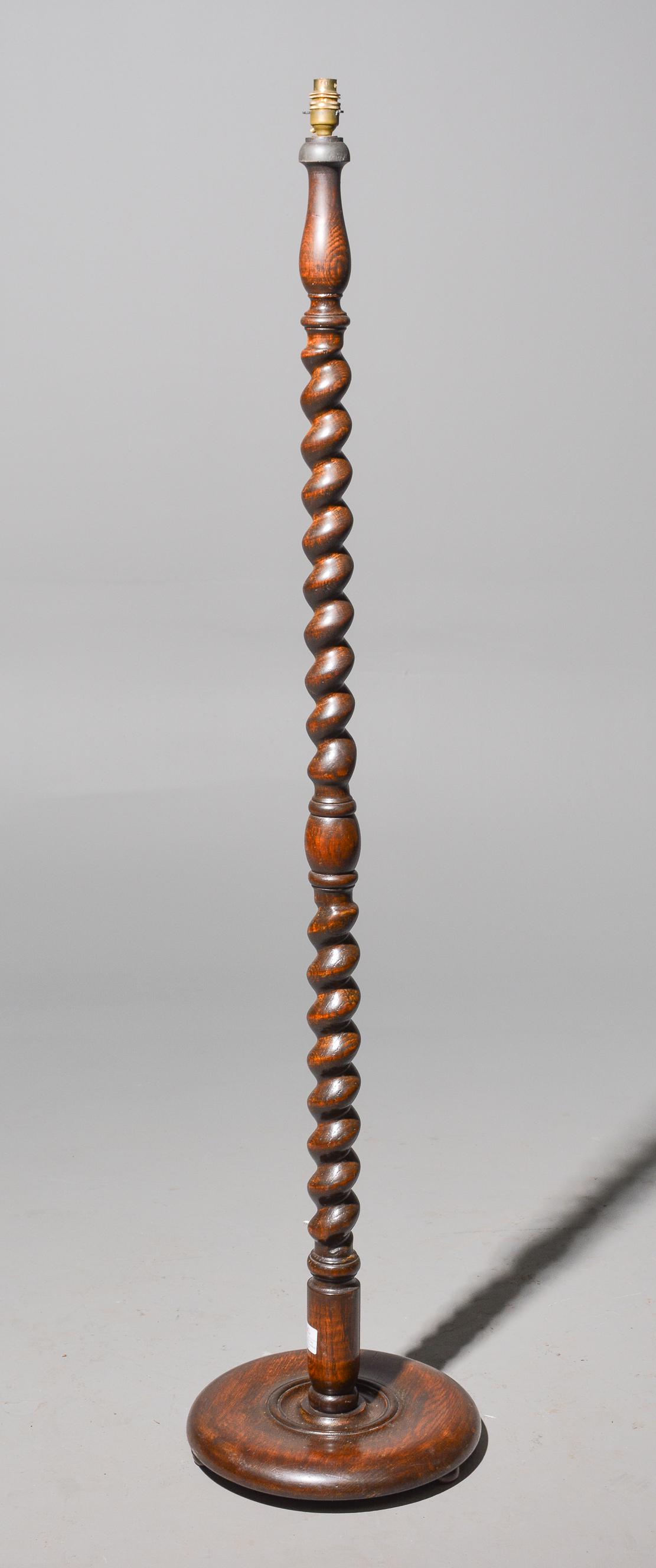 British Barley Twist Oak Floor Lamp (1 of 3)
