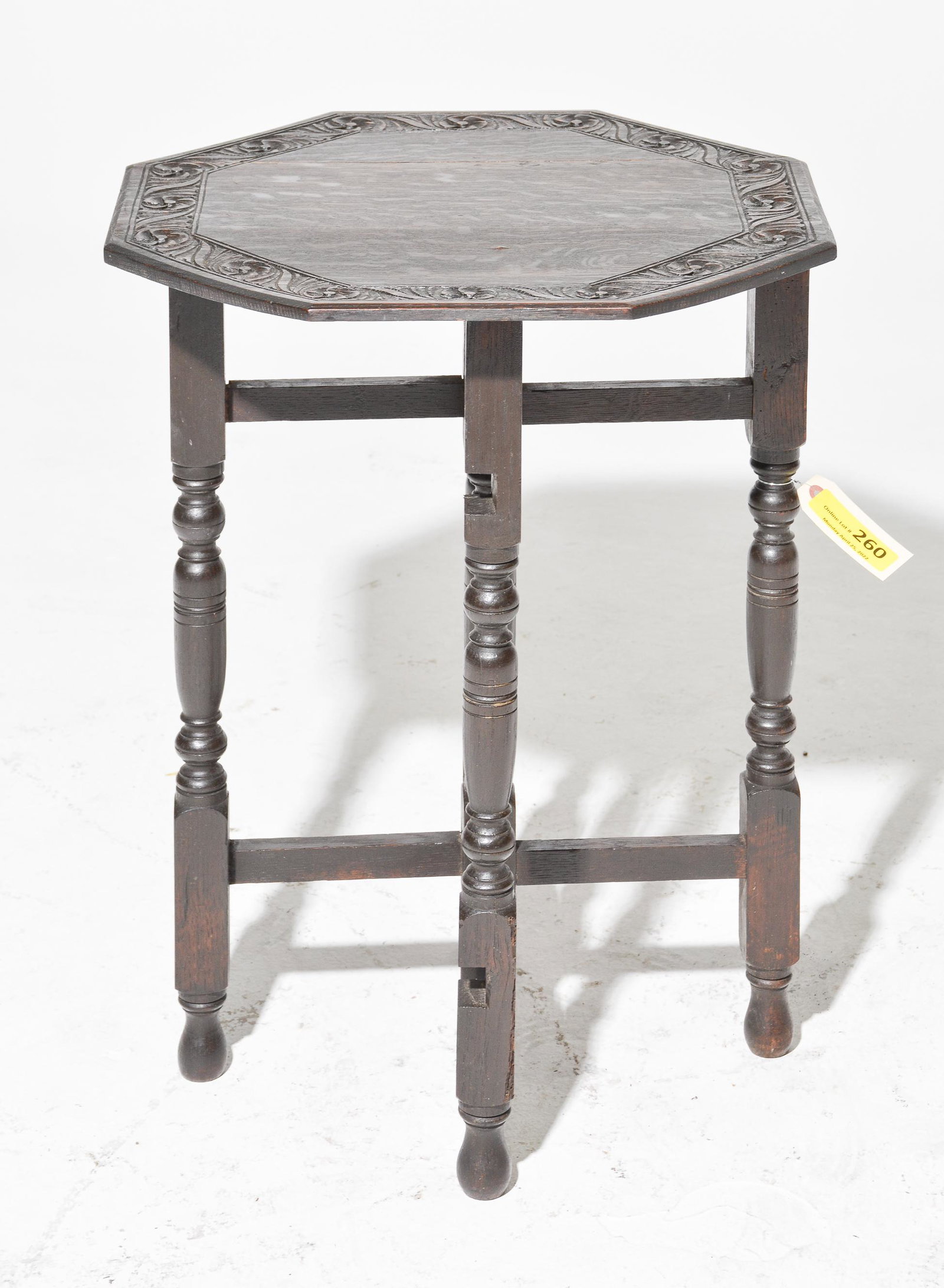 British Carved Oak Folding Table (1 of 4)