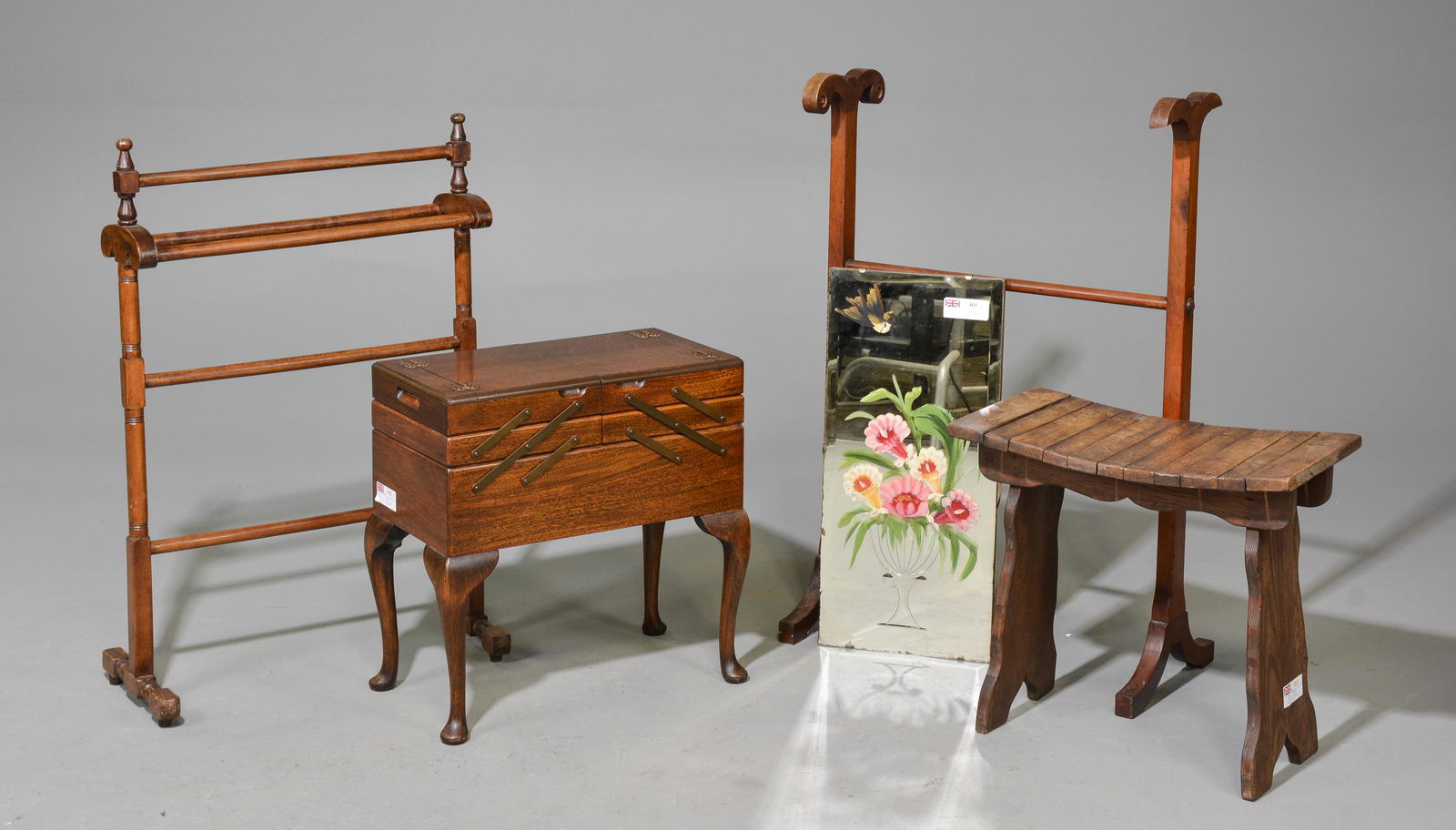 2 Towel Racks, Sewing Box, Stool & Mirror (1 of 7)