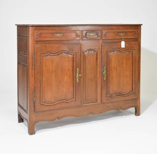 Louis XV Style Oak 3 Drawer 2 Door Cabinet: Louis XV Style Oak 3 Drawer 2 Door Cabinet - 29 in tall x 21 x 40