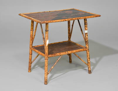 Bamboo 2 Tier Occasional Table: Bamboo 2 Tier Occasional Table - 28 in tall x 30 x 22