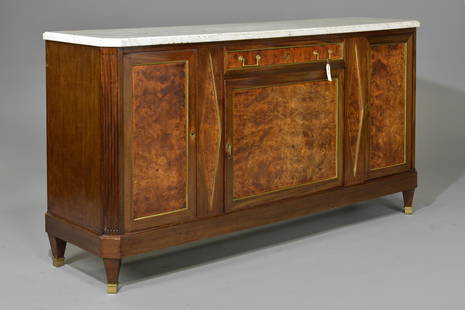 Directoire Style White Marble Top Sideboard: Directoire Style White Marble Top Sideboard / Server - 41 in tall x 72 x 22