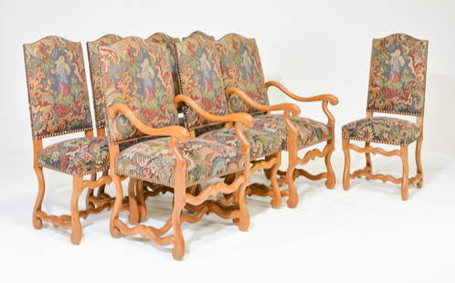 8 French Mouton Style Dining Chairs: 8 French Mouton Style Dining Chairs - Arm Chairs are 45 in tall x 23 x 25