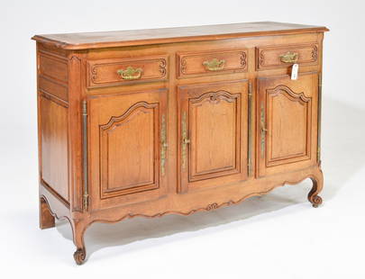 Louis XV Style Oak 3 Drawer 3 Door Server: French Louis XV Style Oak 3 Drawer 3 Door Server - 40 in tall x 60 x 21