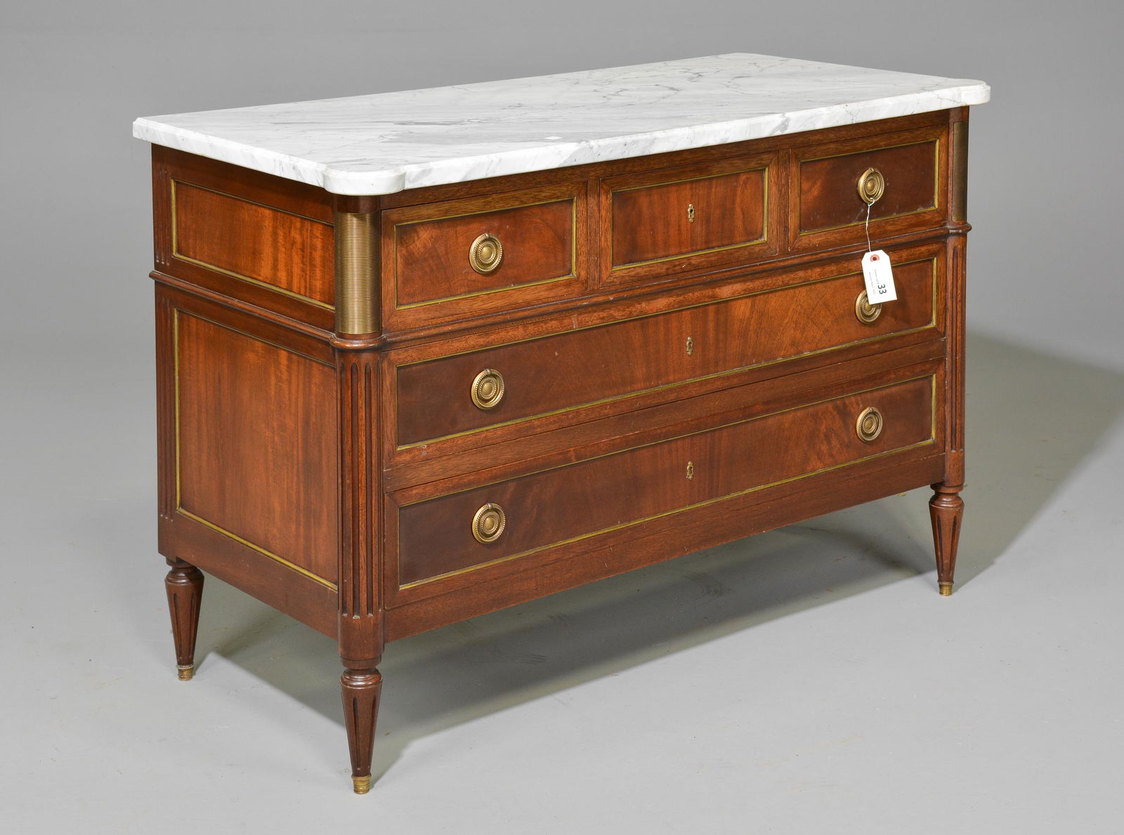 Louis XVI Style White Marble Top Chest (1 of 3)