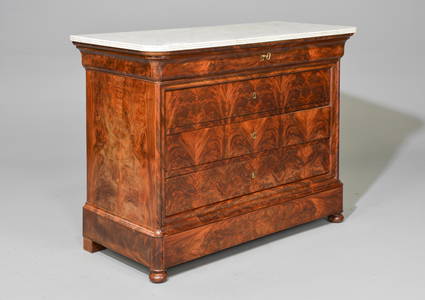 Louis Philippe Style White Marble Top Commode