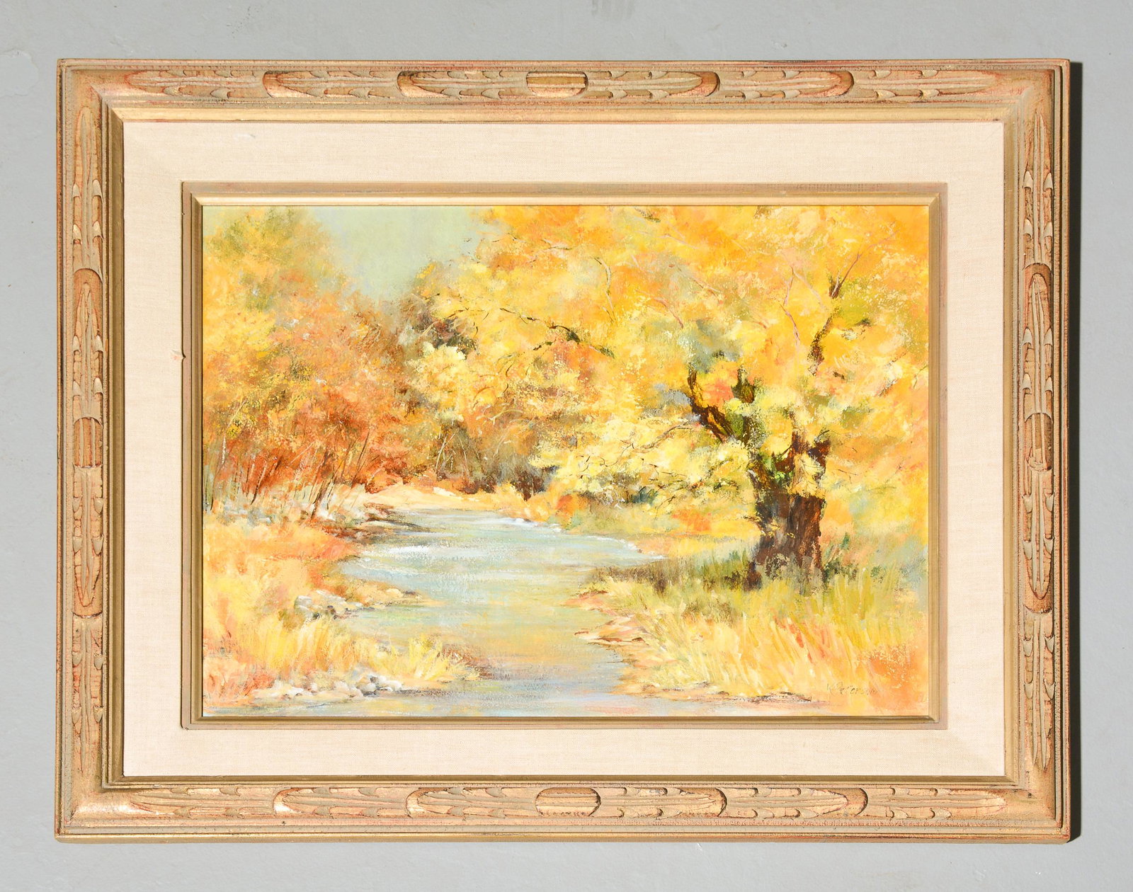 K. Peterson Framed Oil on Canvas Landscape: K. Peterson Framed Oil on Canvas Landscape - 27 in tall x 33 x 2