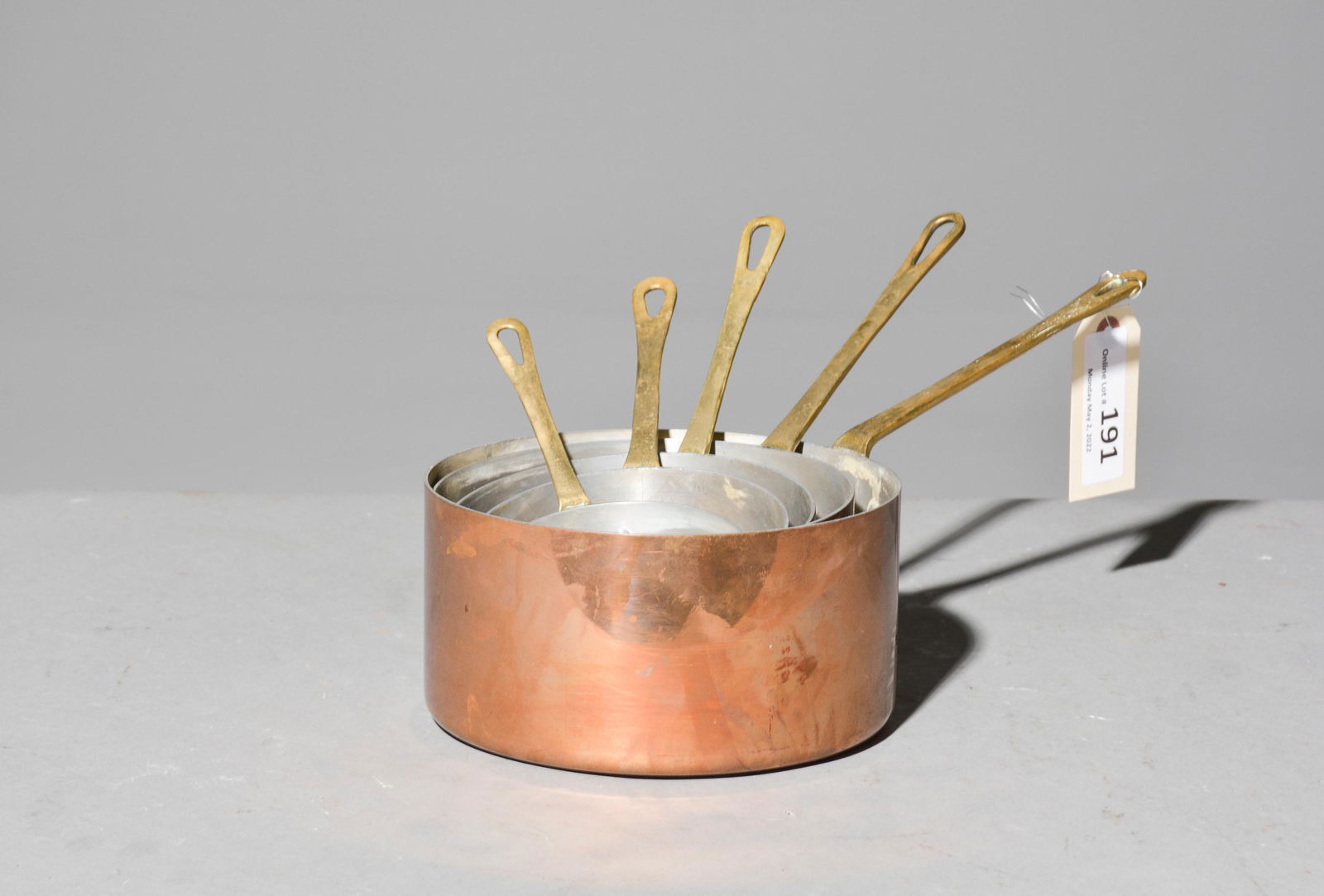 Set of 5 French Polished Copper Sauce Pans (1 of 3)