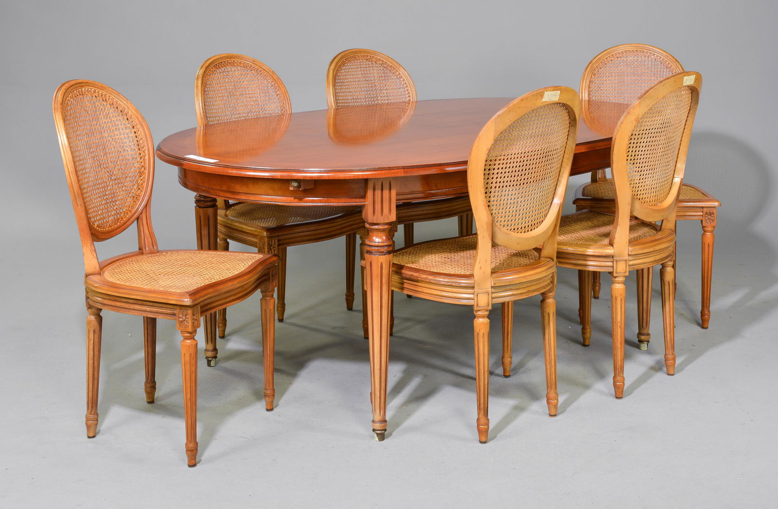 Louis XVI Style Cherry Table & 6 Chairs (1 of 7)