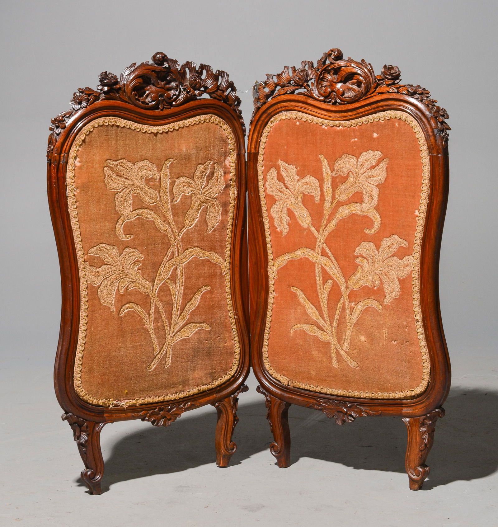Louis XV Style Walnut Double Fire Screen (1 of 3)