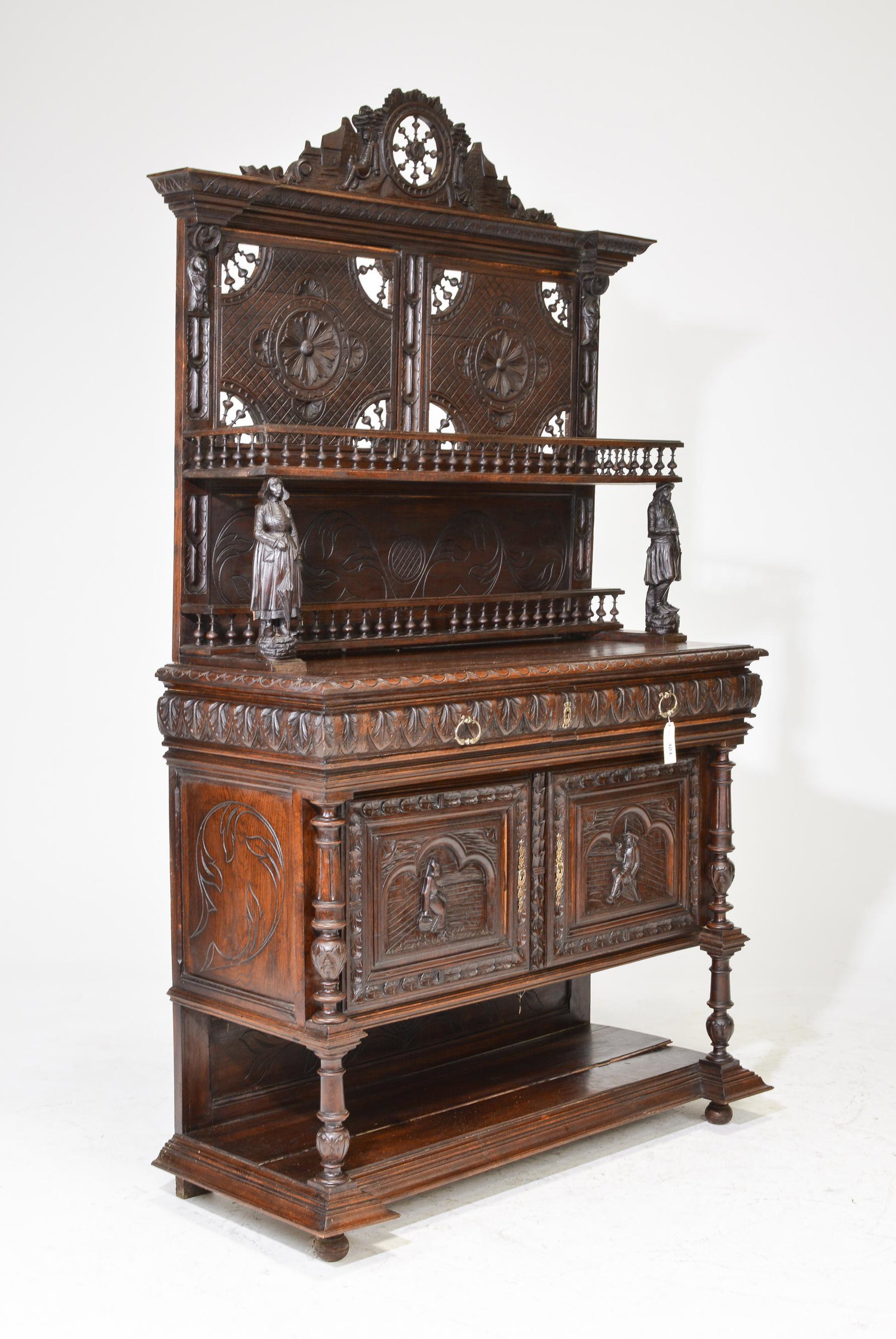 French Breton Style Carved Chestnut Server (1 of 5)