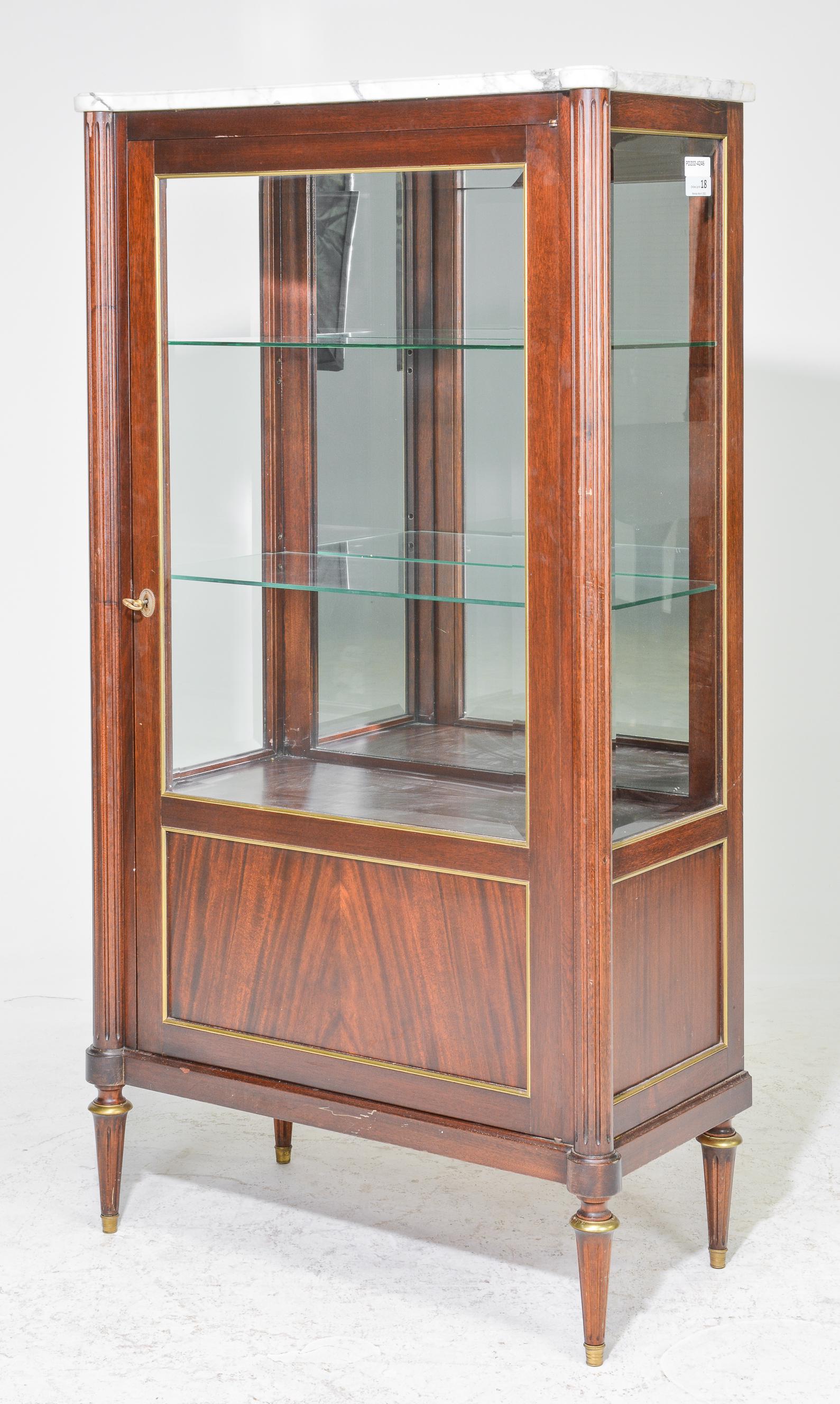 Louis XVI Style White Marble Top Display Cabinet (1 of 2)